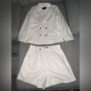 Banana Republic Linen Blend Cream Blazer 10 & Pleated Shorts 12 Sold as Set